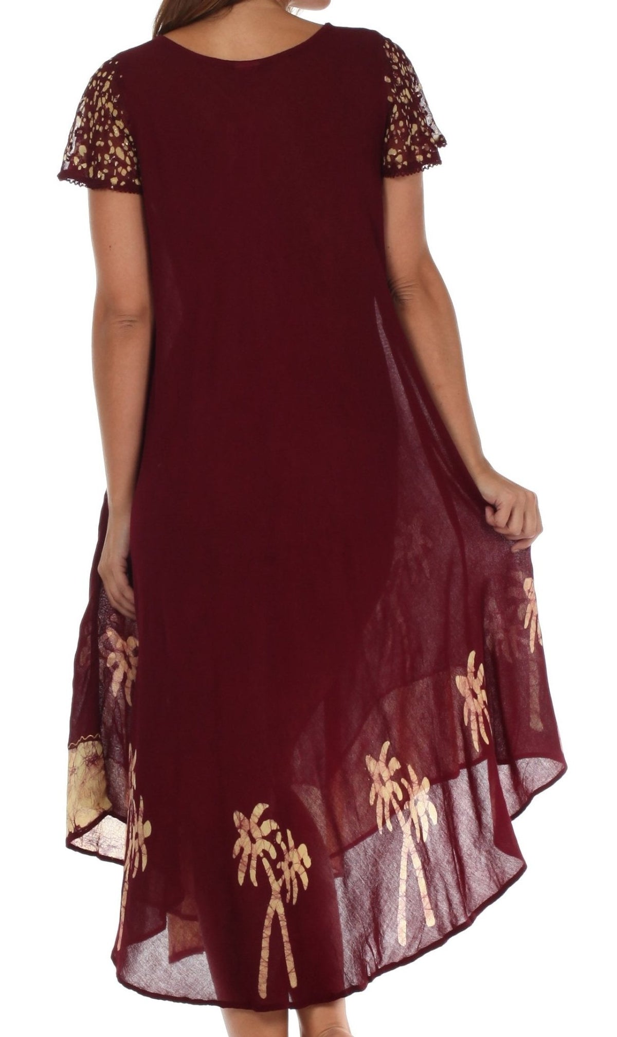 Sakkas Batik Palm Tree Cap Sleeve Caftan Dress / Cover Up dresses La Vie Bien Sakkas Batik Palm Tree Cap Sleeve Caftan Dress / Cover Up