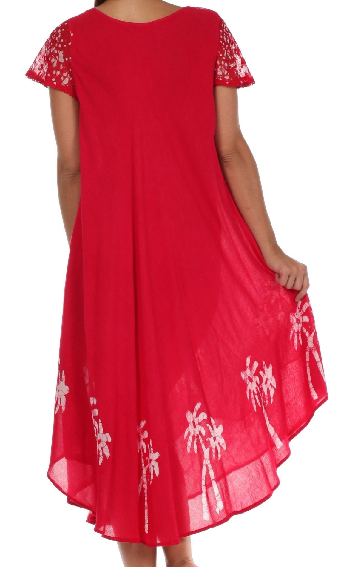 Sakkas Batik Palm Tree Cap Sleeve Caftan Dress / Cover Up dresses La Vie Bien Sakkas Batik Palm Tree Cap Sleeve Caftan Dress / Cover Up