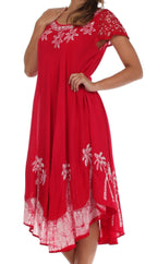 Sakkas Batik Palm Tree Cap Sleeve Caftan Dress / Cover Up dresses La Vie Bien Sakkas Batik Palm Tree Cap Sleeve Caftan Dress / Cover Up