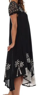 Sakkas Batik Palm Tree Cap Sleeve Caftan Dress / Cover Up dresses La Vie Bien Sakkas Batik Palm Tree Cap Sleeve Caftan Dress / Cover Up