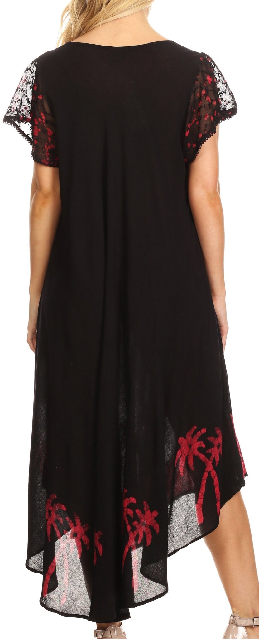 Sakkas Batik Palm Tree Cap Sleeve Caftan Dress / Cover Up dresses La Vie Bien Sakkas Batik Palm Tree Cap Sleeve Caftan Dress / Cover Up