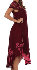 Sakkas Batik Palm Tree Cap Sleeve Caftan Dress / Cover Up dresses La Vie Bien Sakkas Batik Palm Tree Cap Sleeve Caftan Dress / Cover Up