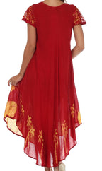 Sakkas Batik Palm Tree Cap Sleeve Caftan Dress / Cover Up dresses La Vie Bien Sakkas Batik Palm Tree Cap Sleeve Caftan Dress / Cover Up