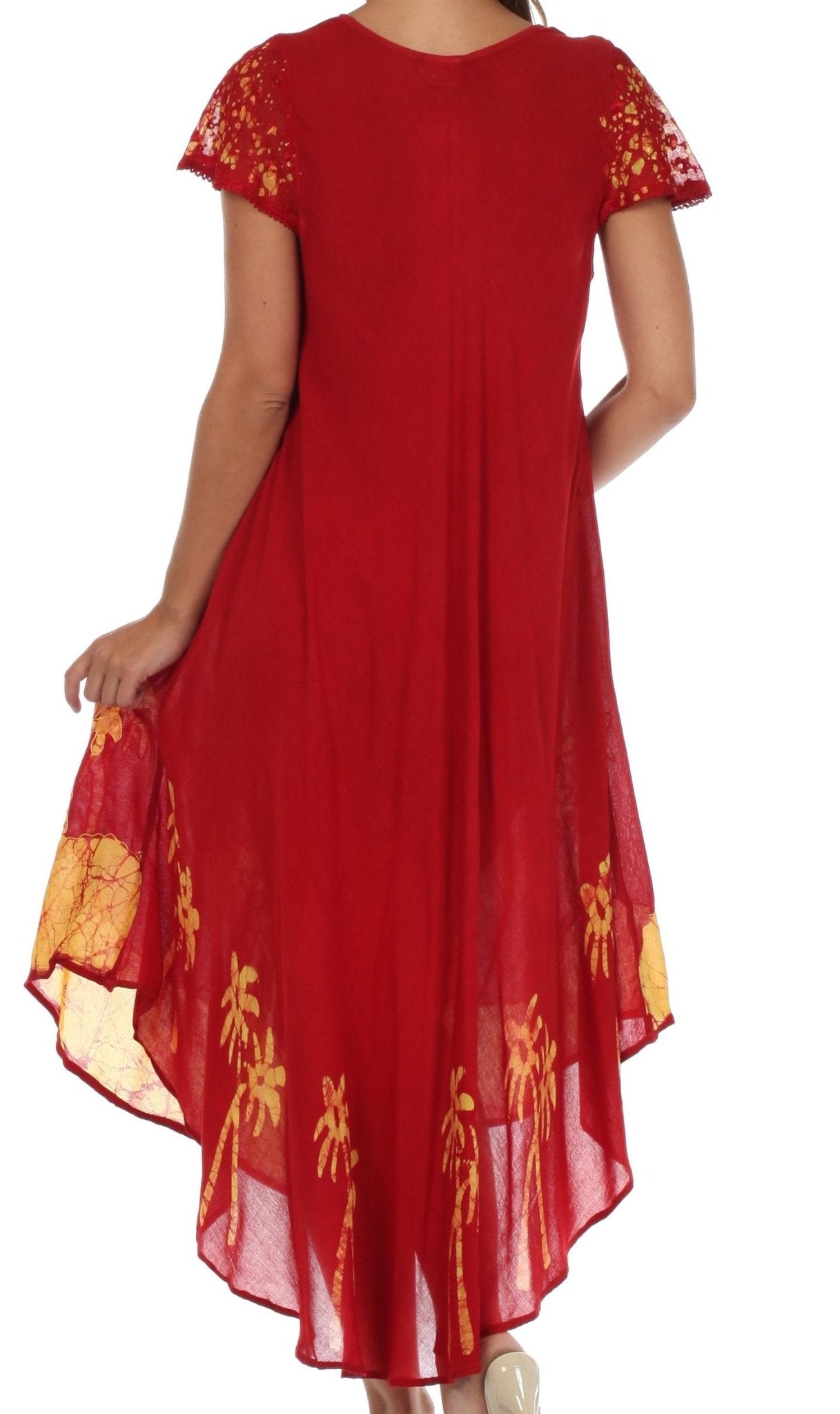 Sakkas Batik Palm Tree Cap Sleeve Caftan Dress / Cover Up dresses La Vie Bien Sakkas Batik Palm Tree Cap Sleeve Caftan Dress / Cover Up