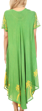 Sakkas Batik Palm Tree Cap Sleeve Caftan Dress / Cover Up dresses La Vie Bien Sakkas Batik Palm Tree Cap Sleeve Caftan Dress / Cover Up