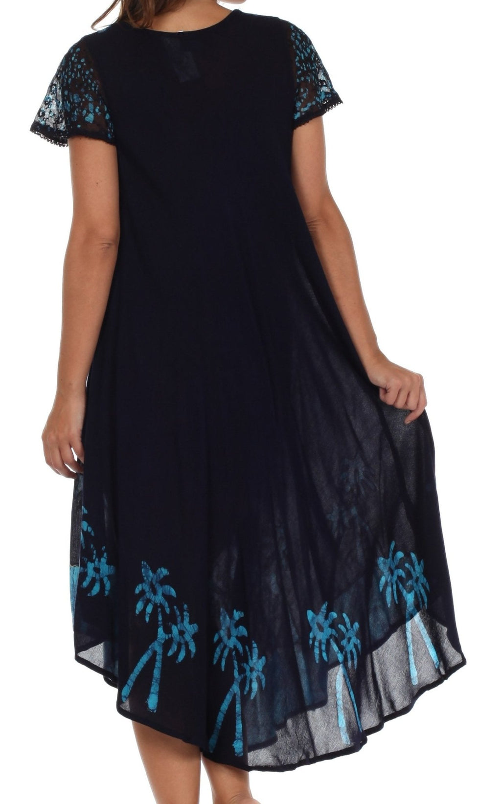 Sakkas Batik Palm Tree Cap Sleeve Caftan Dress / Cover Up dresses La Vie Bien Sakkas Batik Palm Tree Cap Sleeve Caftan Dress / Cover Up