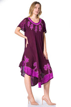 Sakkas Batik Palm Tree Cap Sleeve Caftan Dress / Cover Up dresses La Vie Bien Sakkas Batik Palm Tree Cap Sleeve Caftan Dress / Cover Up