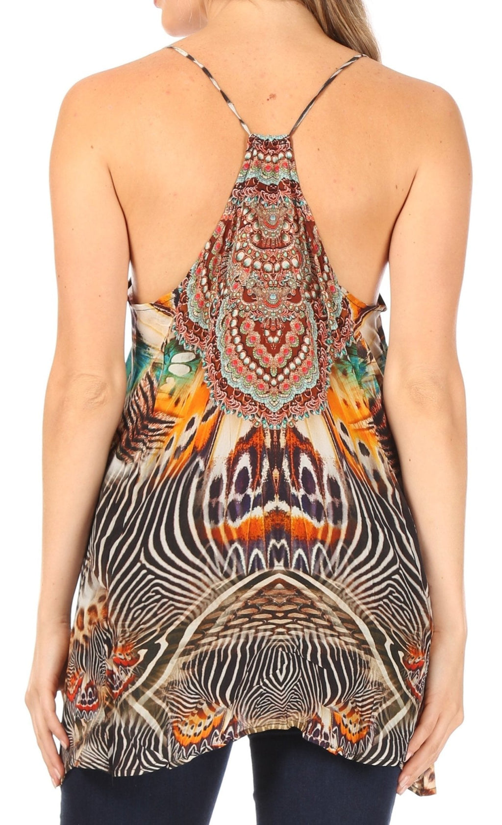 Sakkas Bette Women's Casual Boho Loose Printed Spaghetti Strap Top Tank Camisole tops La Vie Bien Sakkas Bette Women's Casual Boho Loose Printed Spaghetti Strap Top Tank Camisole