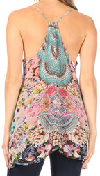 Sakkas Bette Women's Casual Boho Loose Printed Spaghetti Strap Top Tank Camisole tops La Vie Bien Sakkas Bette Women's Casual Boho Loose Printed Spaghetti Strap Top Tank Camisole