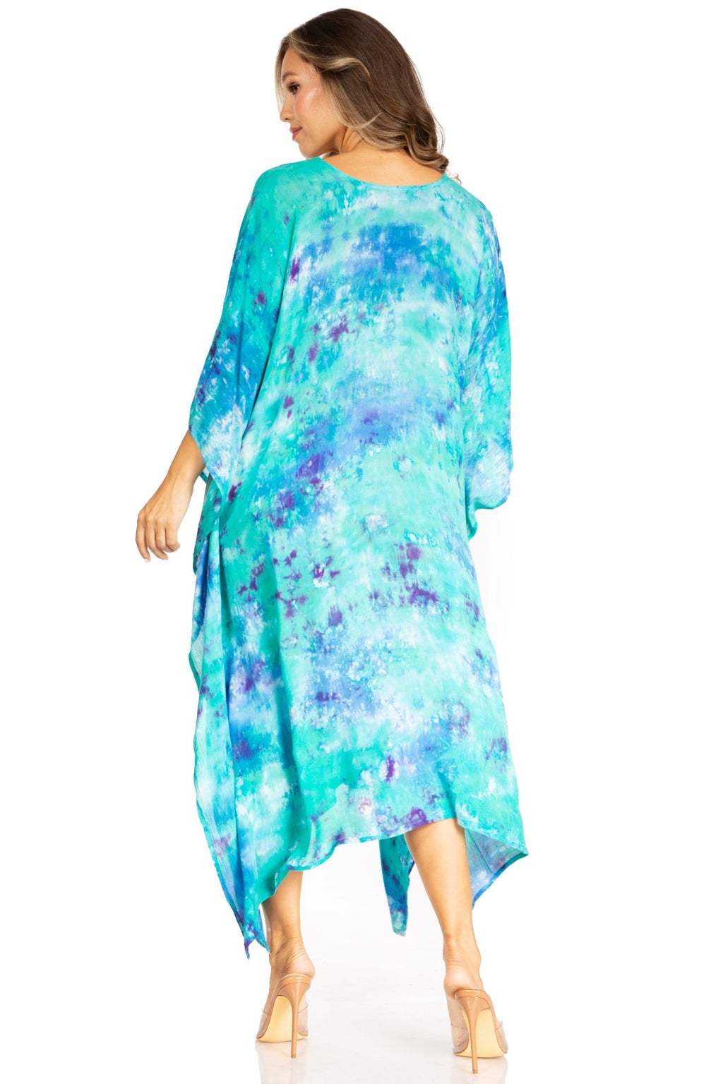 Sakkas Clementine Second Women's Tie Dye Caftan Dress/Cover Up Beach Kaftan Boho dresses La Vie Bien Sakkas Clementine Second Women's Tie Dye Caftan Dress/Cover Up Beach Kaftan Boho