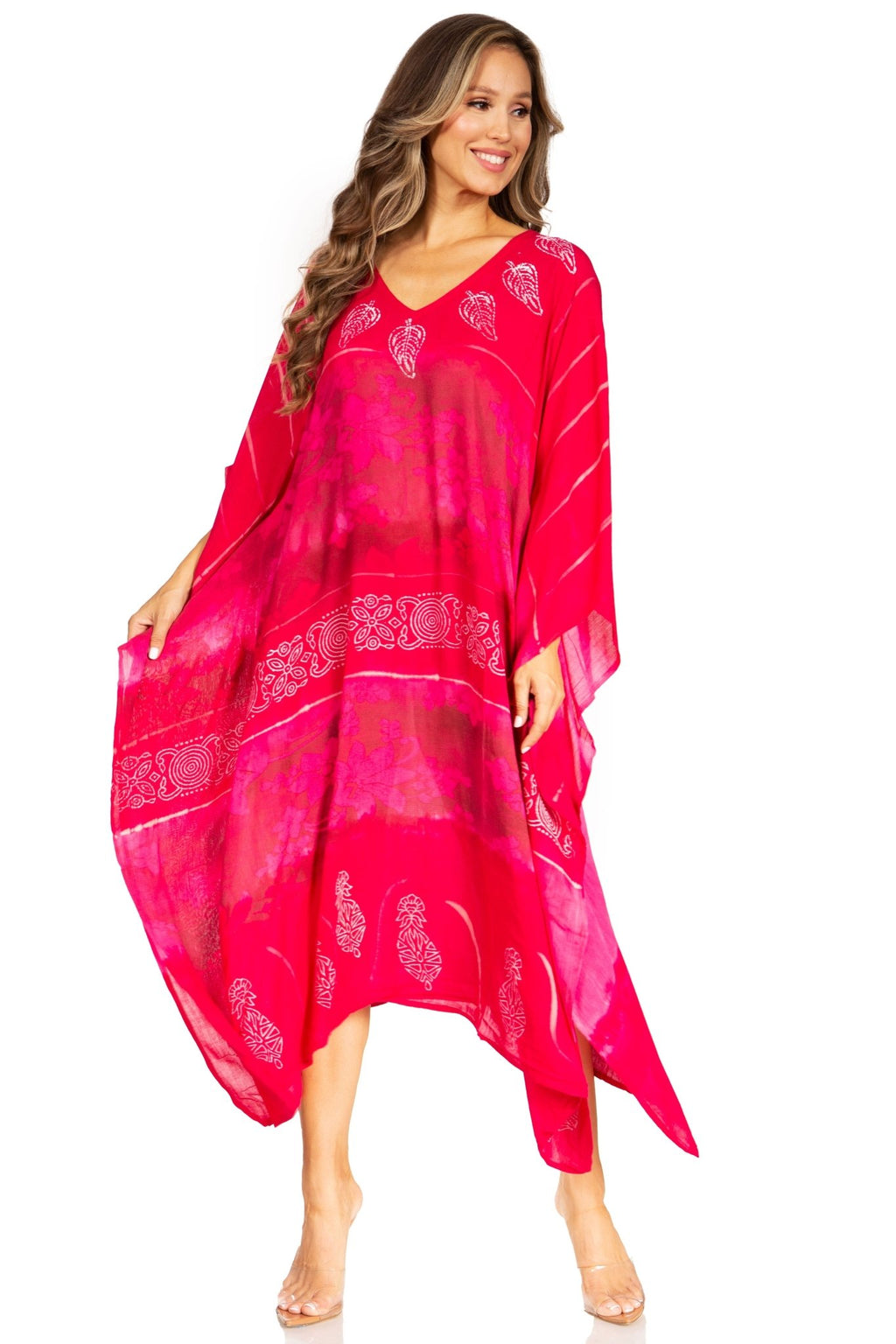 Sakkas Clementine Second Women's Tie Dye Caftan Dress/Cover Up Beach Kaftan Boho dresses La Vie Bien Sakkas Clementine Second Women's Tie Dye Caftan Dress/Cover Up Beach Kaftan Boho