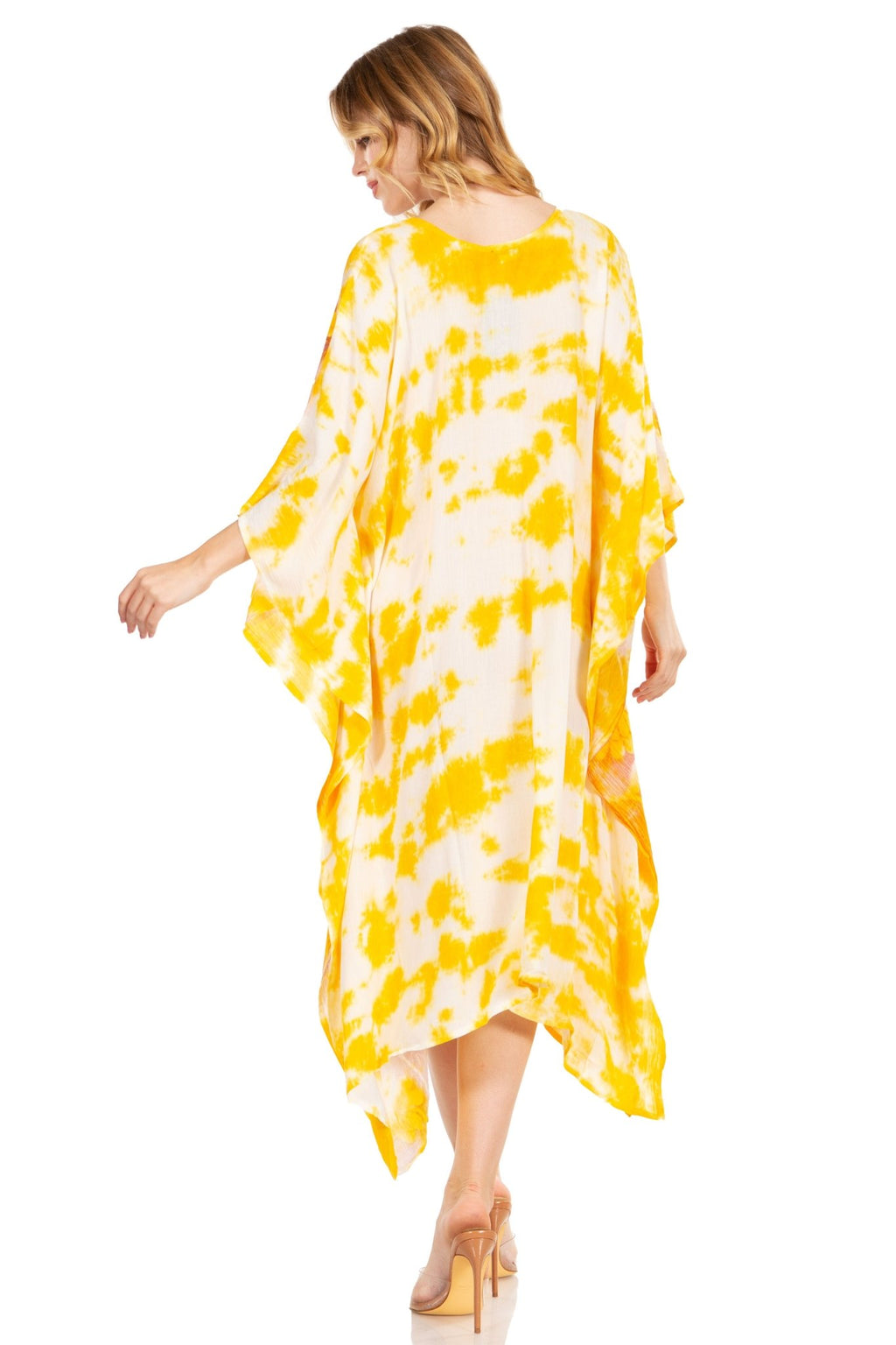 Sakkas Clementine Second Women's Tie Dye Caftan Dress/Cover Up Beach Kaftan Boho dresses La Vie Bien Sakkas Clementine Second Women's Tie Dye Caftan Dress/Cover Up Beach Kaftan Boho