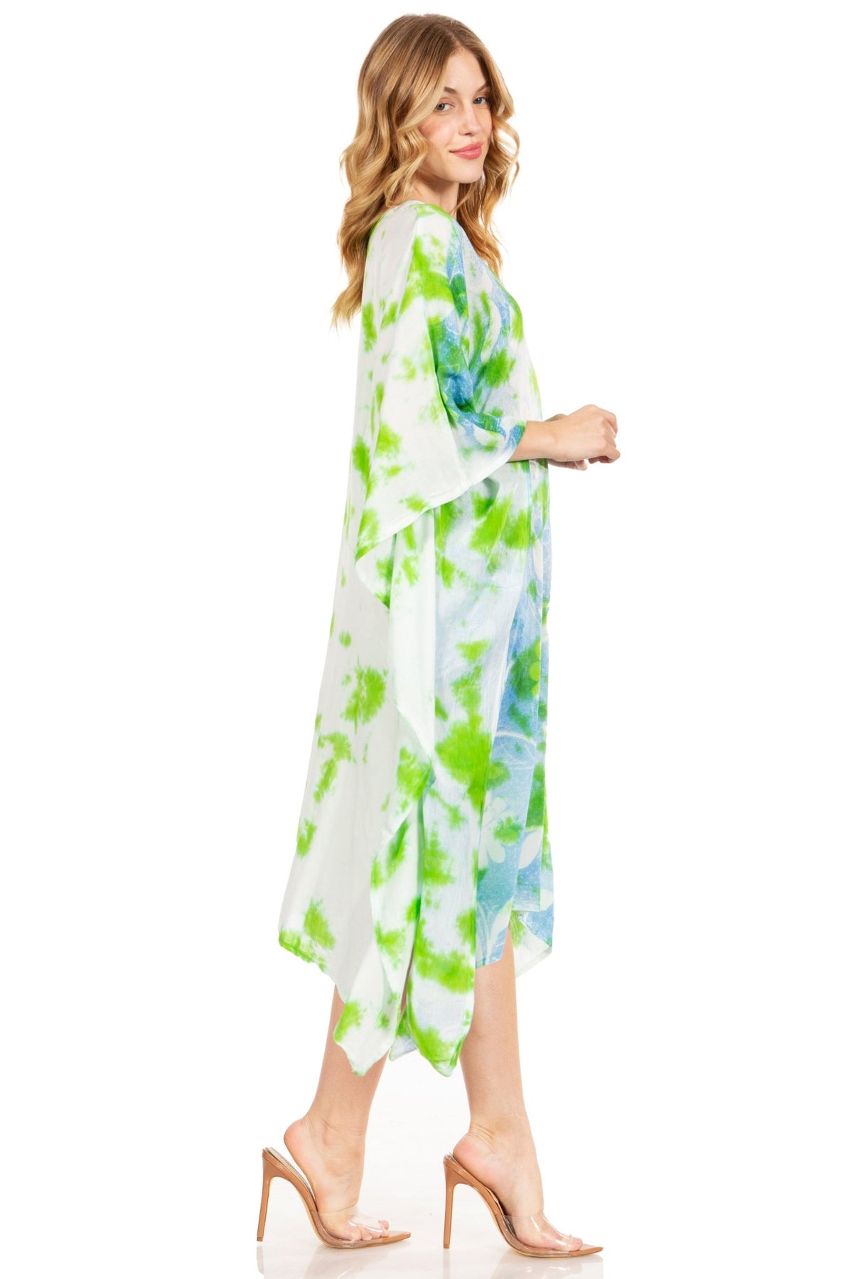 Sakkas Clementine Second Women's Tie Dye Caftan Dress/Cover Up Beach Kaftan Boho dresses La Vie Bien Sakkas Clementine Second Women's Tie Dye Caftan Dress/Cover Up Beach Kaftan Boho
