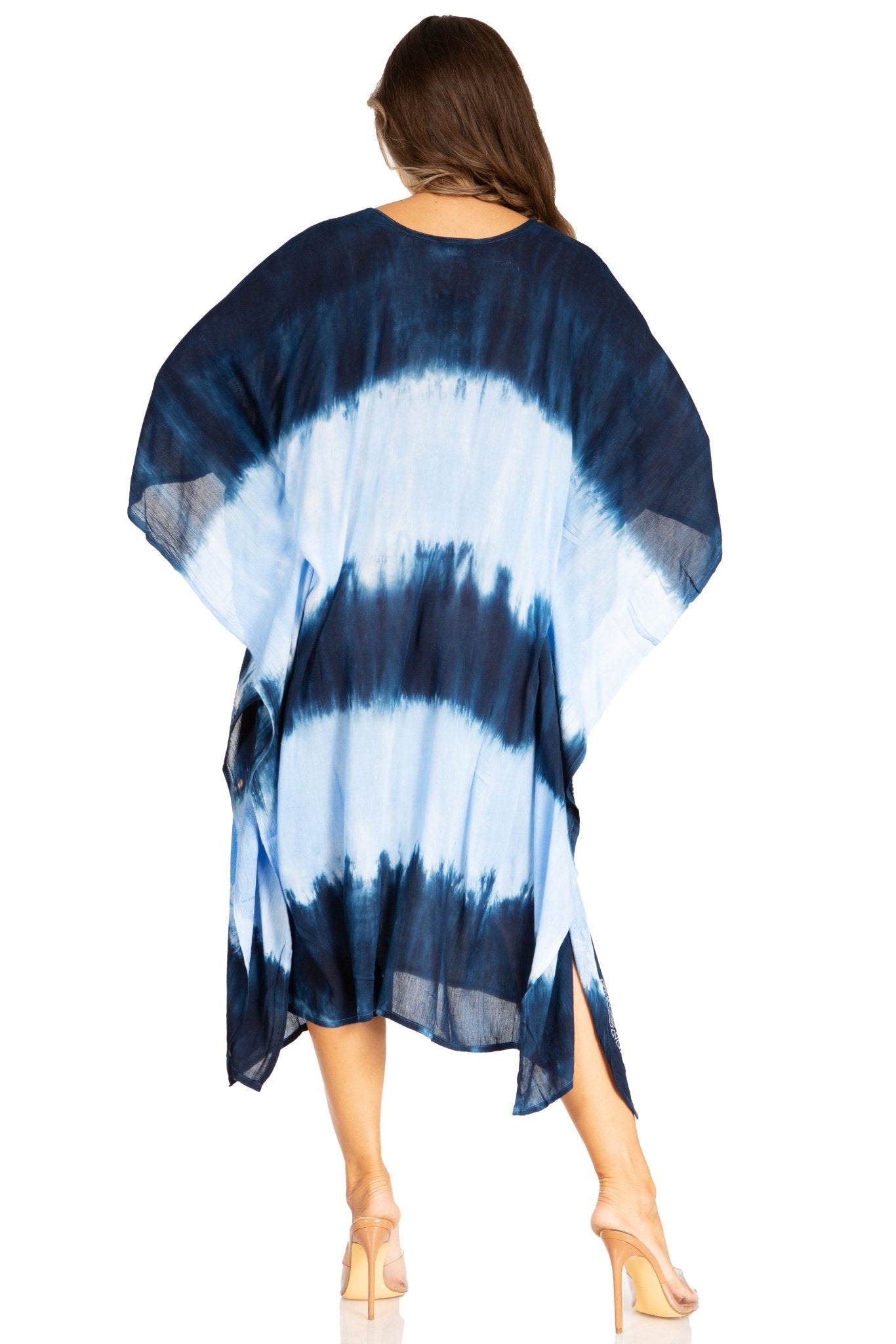 Sakkas Clementine Second Women's Tie Dye Caftan Dress/Cover Up Beach Kaftan Boho dresses La Vie Bien Sakkas Clementine Second Women's Tie Dye Caftan Dress/Cover Up Beach Kaftan Boho