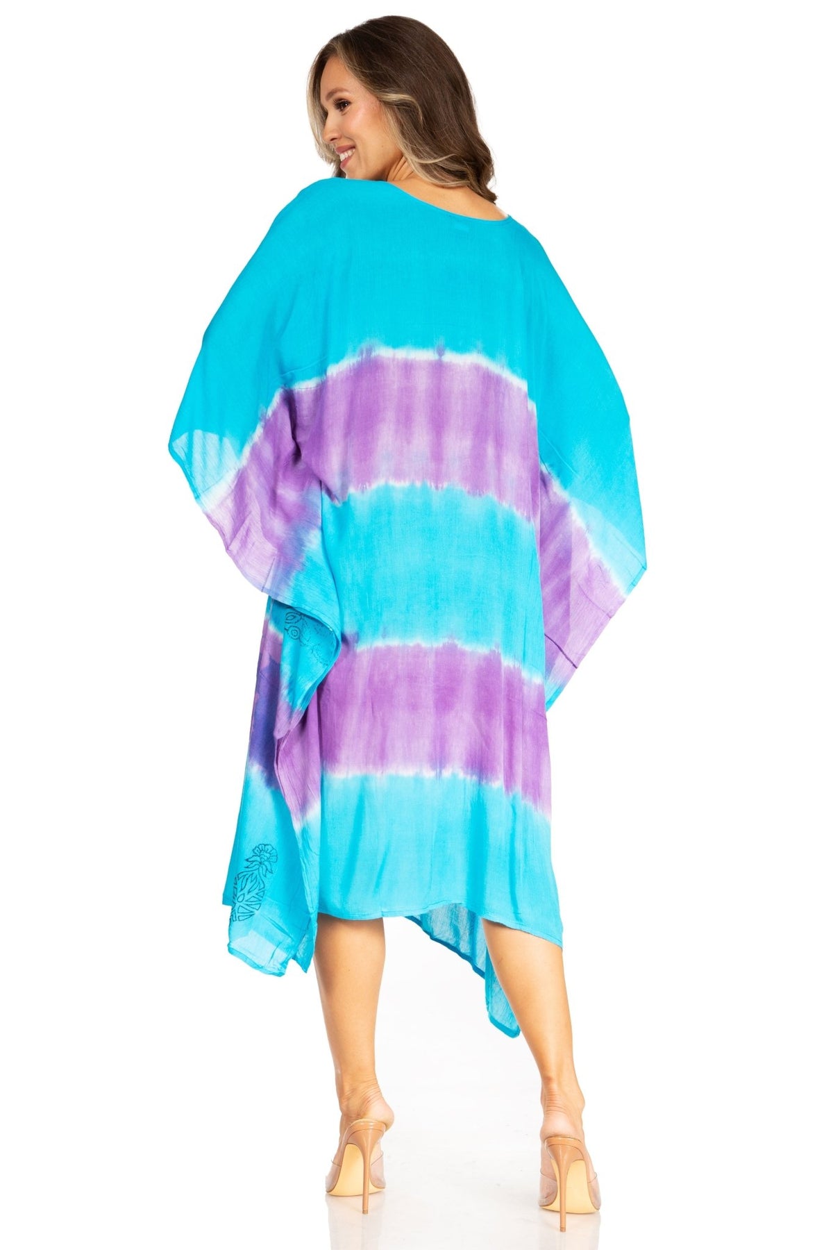 Sakkas Clementine Second Women's Tie Dye Caftan Dress/Cover Up Beach Kaftan Boho dresses La Vie Bien Sakkas Clementine Second Women's Tie Dye Caftan Dress/Cover Up Beach Kaftan Boho