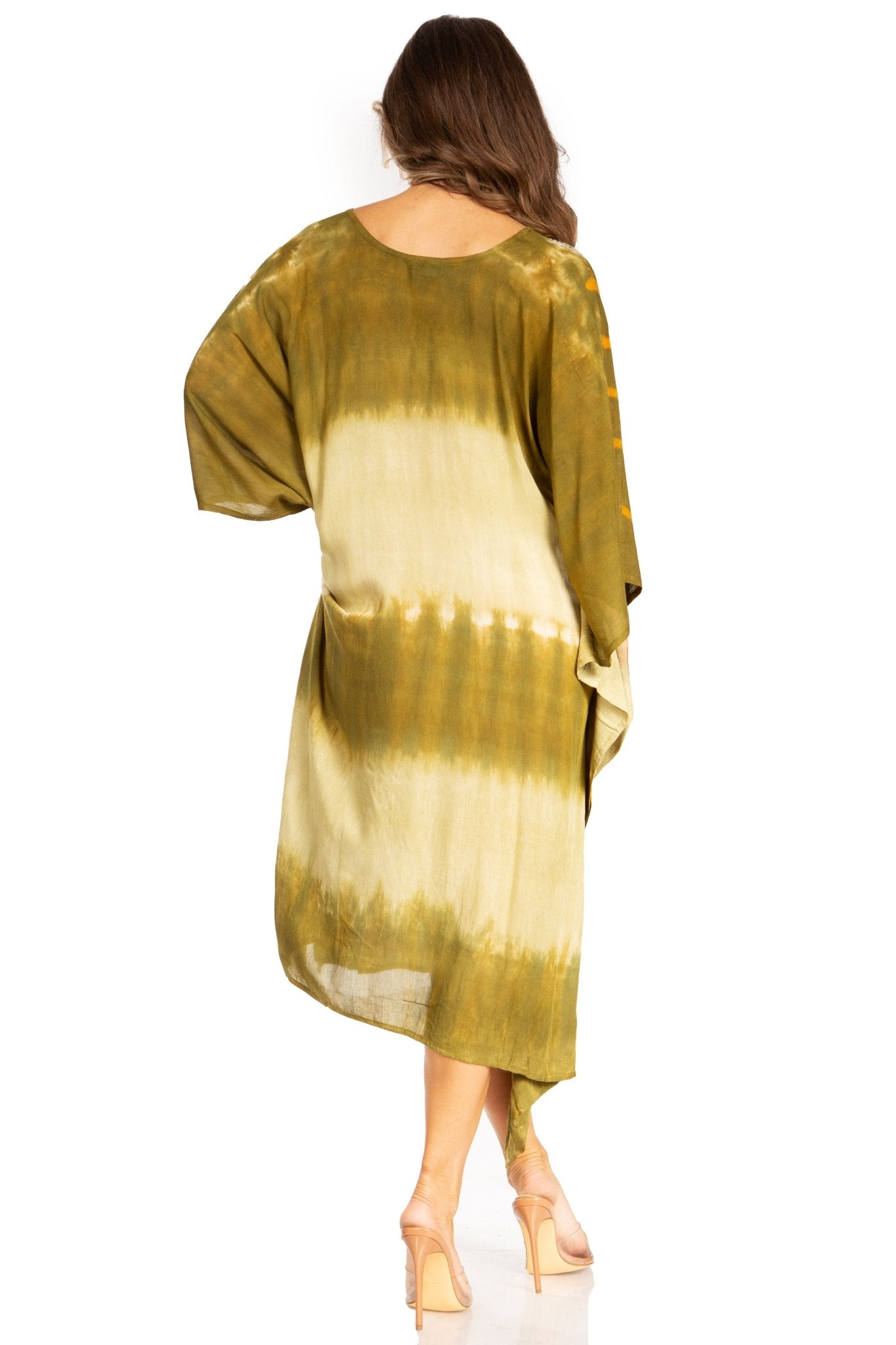 Sakkas Clementine Second Women's Tie Dye Caftan Dress/Cover Up Beach Kaftan Boho dresses La Vie Bien Sakkas Clementine Second Women's Tie Dye Caftan Dress/Cover Up Beach Kaftan Boho