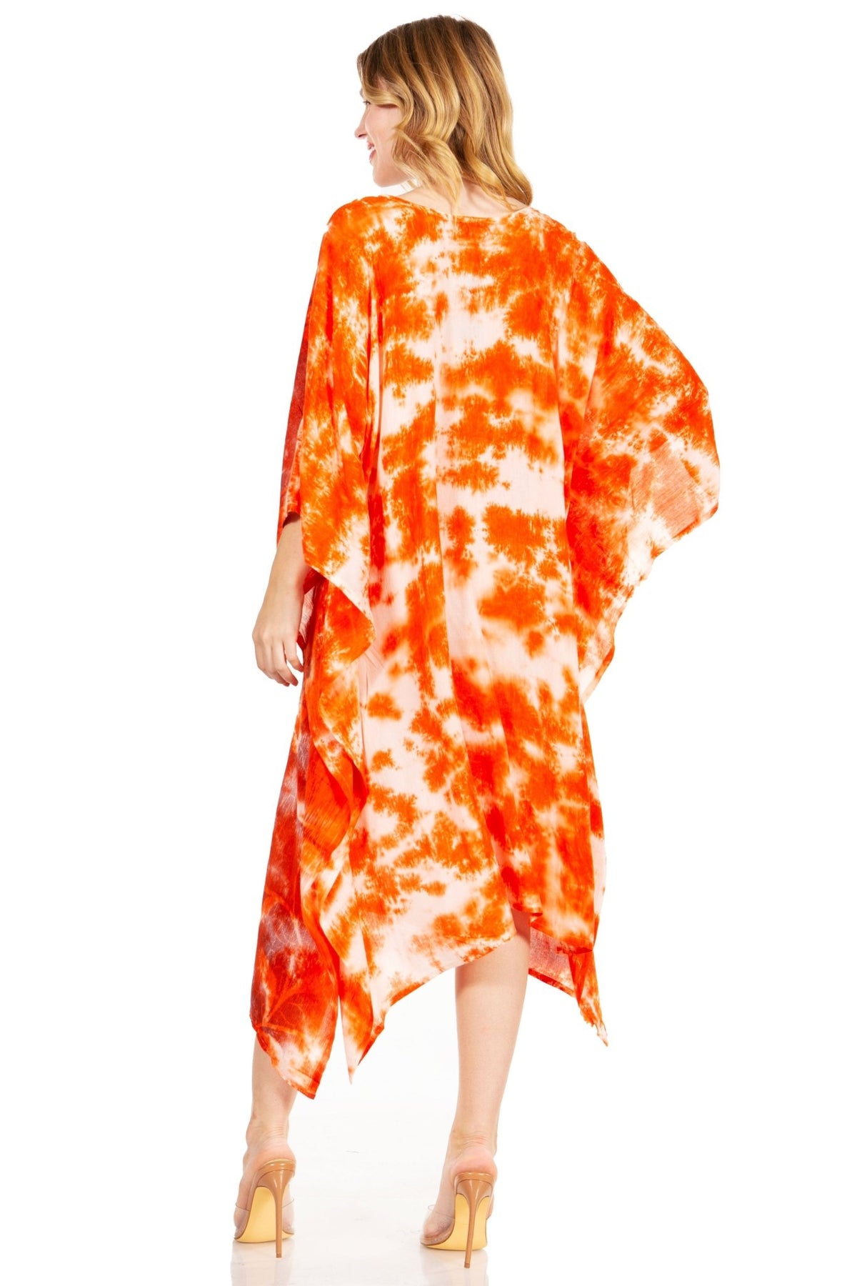 Sakkas Clementine Second Women's Tie Dye Caftan Dress/Cover Up Beach Kaftan Boho dresses La Vie Bien Sakkas Clementine Second Women's Tie Dye Caftan Dress/Cover Up Beach Kaftan Boho