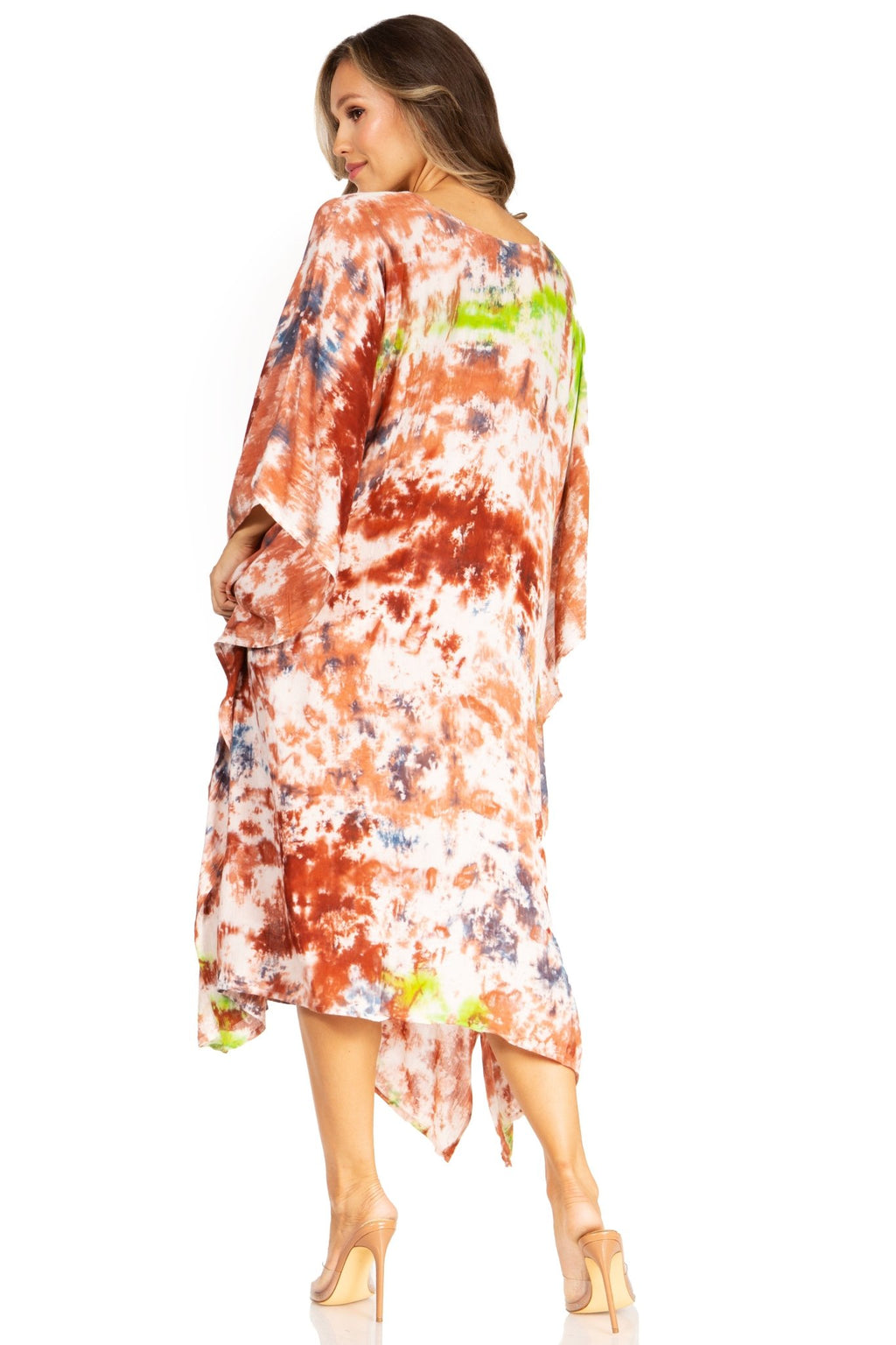 Sakkas Clementine Second Women's Tie Dye Caftan Dress/Cover Up Beach Kaftan Boho dresses La Vie Bien Sakkas Clementine Second Women's Tie Dye Caftan Dress/Cover Up Beach Kaftan Boho