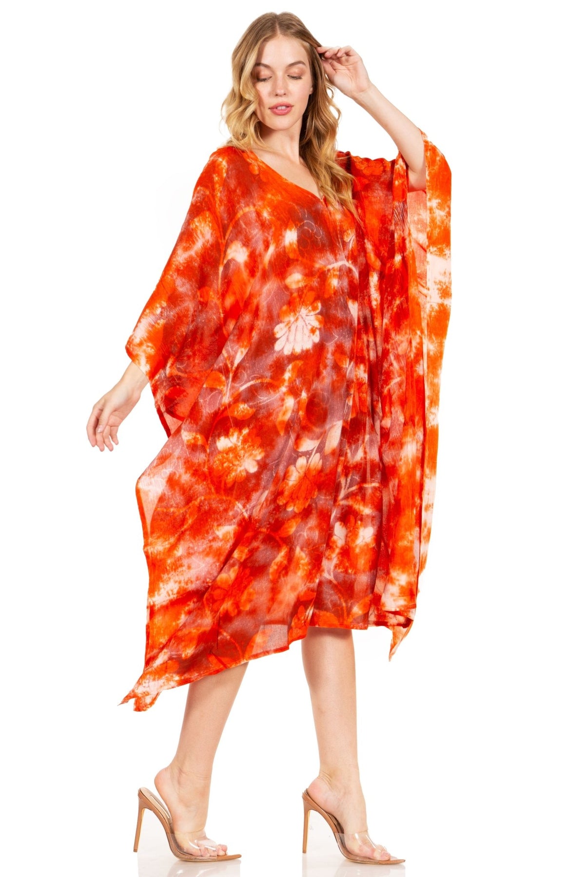 Sakkas Clementine Second Women's Tie Dye Caftan Dress/Cover Up Beach Kaftan Boho dresses La Vie Bien Sakkas Clementine Second Women's Tie Dye Caftan Dress/Cover Up Beach Kaftan Boho