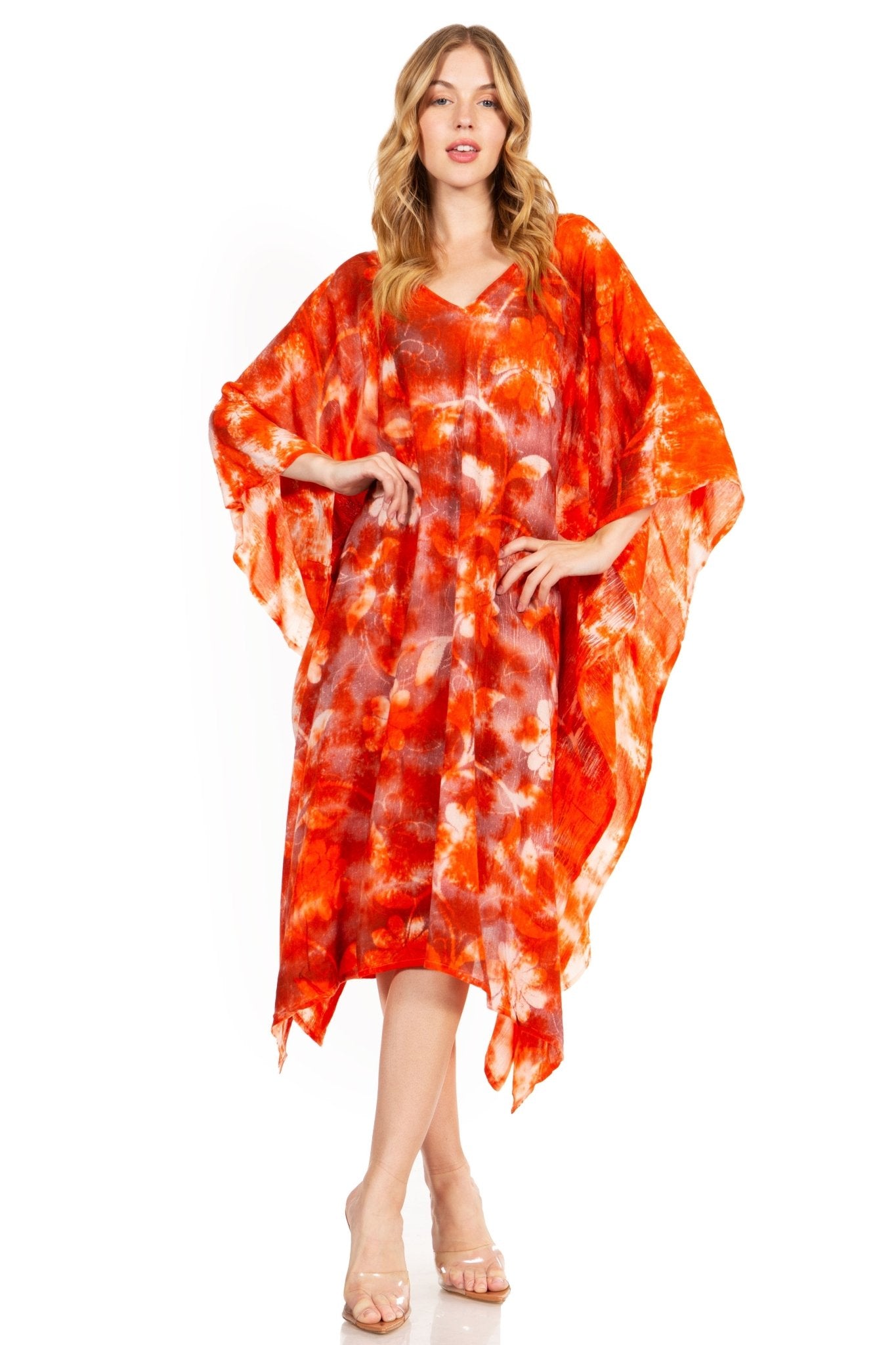 Sakkas Clementine Second Women's Tie Dye Caftan Dress/Cover Up Beach Kaftan Boho dresses La Vie Bien Sakkas Clementine Second Women's Tie Dye Caftan Dress/Cover Up Beach Kaftan Boho