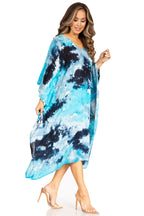 Sakkas Clementine Second Women's Tie Dye Caftan Dress/Cover Up Beach Kaftan Boho dresses La Vie Bien Sakkas Clementine Second Women's Tie Dye Caftan Dress/Cover Up Beach Kaftan Boho