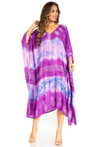 Sakkas Clementine Second Women's Tie Dye Caftan Dress/Cover Up Beach Kaftan Boho dresses La Vie Bien Sakkas Clementine Second Women's Tie Dye Caftan Dress/Cover Up Beach Kaftan Boho