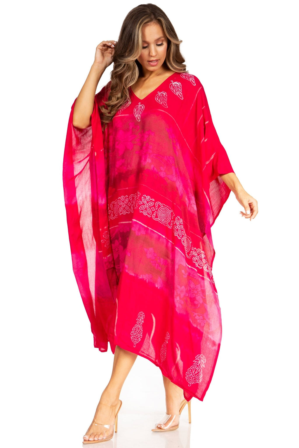 Sakkas Clementine Second Women's Tie Dye Caftan Dress/Cover Up Beach Kaftan Boho dresses La Vie Bien Sakkas Clementine Second Women's Tie Dye Caftan Dress/Cover Up Beach Kaftan Boho
