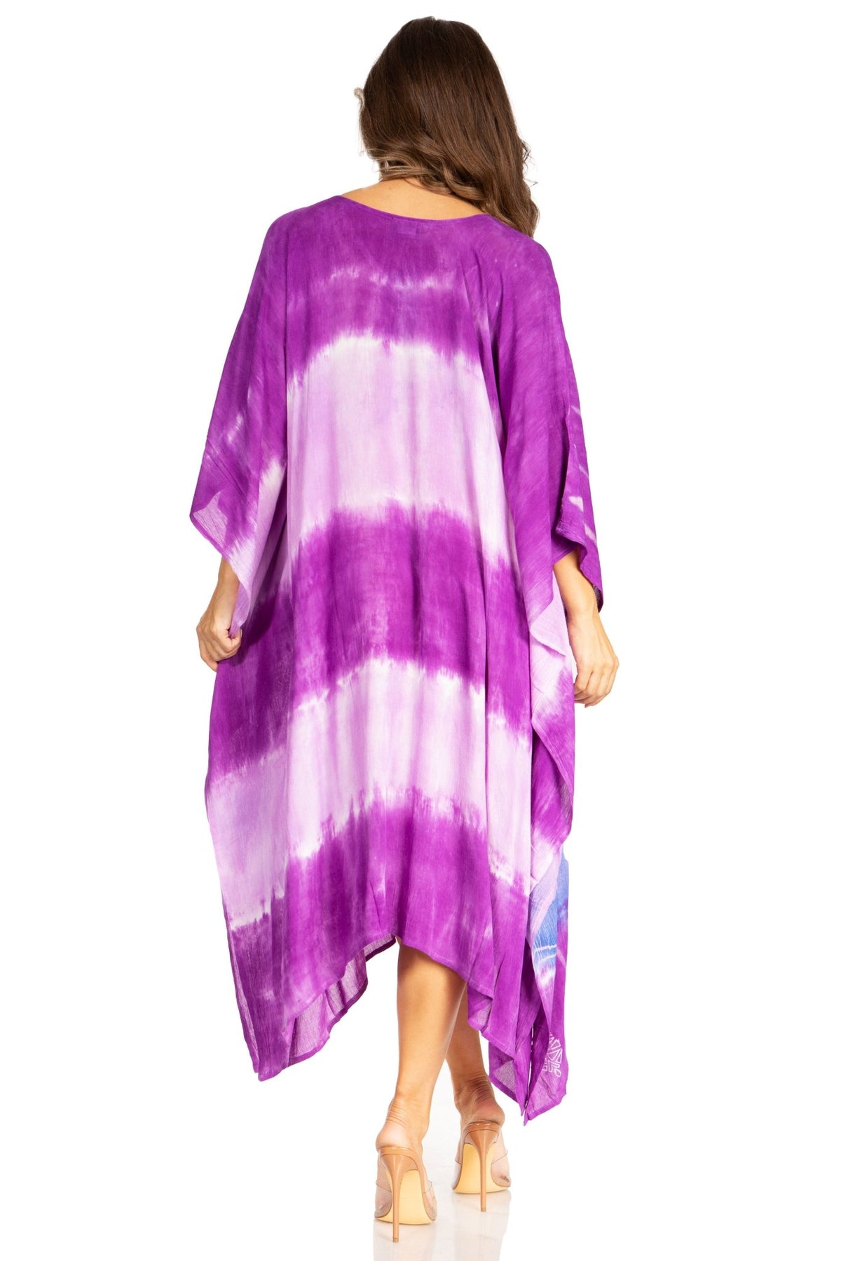 Sakkas Clementine Second Women's Tie Dye Caftan Dress/Cover Up Beach Kaftan Boho dresses La Vie Bien Sakkas Clementine Second Women's Tie Dye Caftan Dress/Cover Up Beach Kaftan Boho