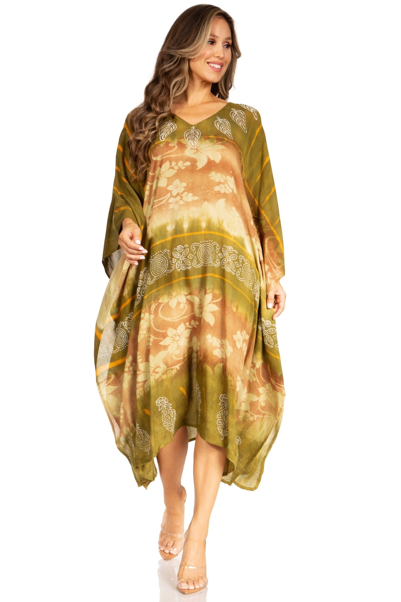 Sakkas Clementine Second Women's Tie Dye Caftan Dress/Cover Up Beach Kaftan Boho dresses La Vie Bien Sakkas Clementine Second Women's Tie Dye Caftan Dress/Cover Up Beach Kaftan Boho