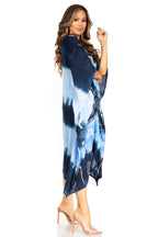 Sakkas Clementine Second Women's Tie Dye Caftan Dress/Cover Up Beach Kaftan Boho dresses La Vie Bien Sakkas Clementine Second Women's Tie Dye Caftan Dress/Cover Up Beach Kaftan Boho
