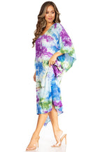 Sakkas Clementine Second Women's Tie Dye Caftan Dress/Cover Up Beach Kaftan Boho dresses La Vie Bien Sakkas Clementine Second Women's Tie Dye Caftan Dress/Cover Up Beach Kaftan Boho