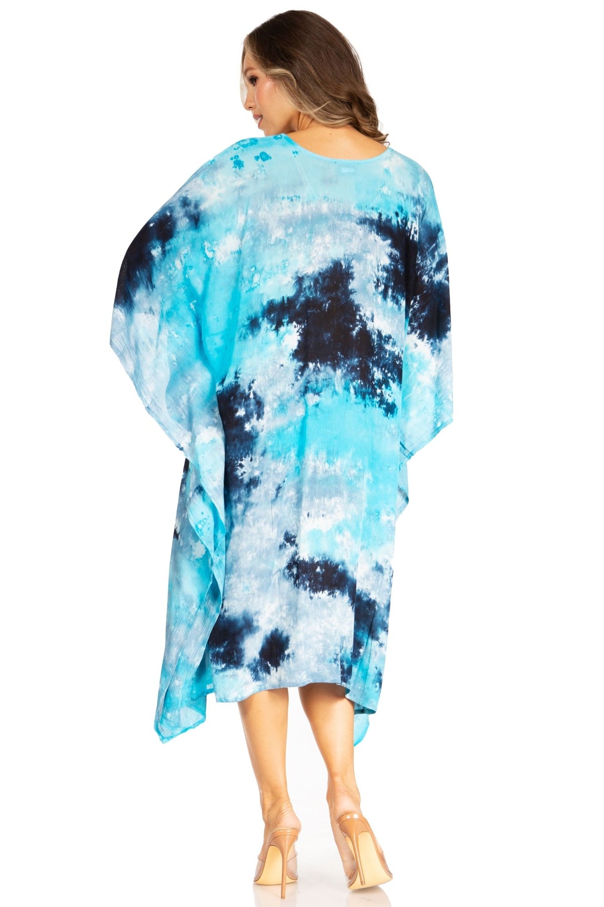 Sakkas Clementine Second Women's Tie Dye Caftan Dress/Cover Up Beach Kaftan Boho dresses La Vie Bien Sakkas Clementine Second Women's Tie Dye Caftan Dress/Cover Up Beach Kaftan Boho