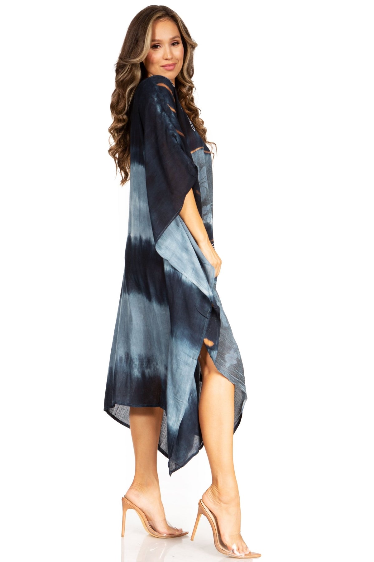 Sakkas Clementine Second Women's Tie Dye Caftan Dress/Cover Up Beach Kaftan Boho dresses La Vie Bien Sakkas Clementine Second Women's Tie Dye Caftan Dress/Cover Up Beach Kaftan Boho