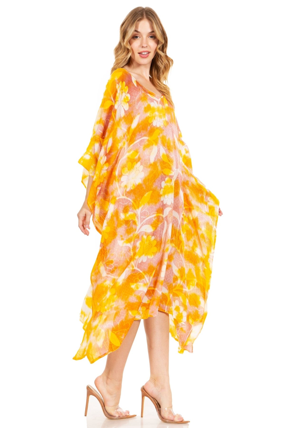 Sakkas Clementine Second Women's Tie Dye Caftan Dress/Cover Up Beach Kaftan Boho dresses La Vie Bien Sakkas Clementine Second Women's Tie Dye Caftan Dress/Cover Up Beach Kaftan Boho