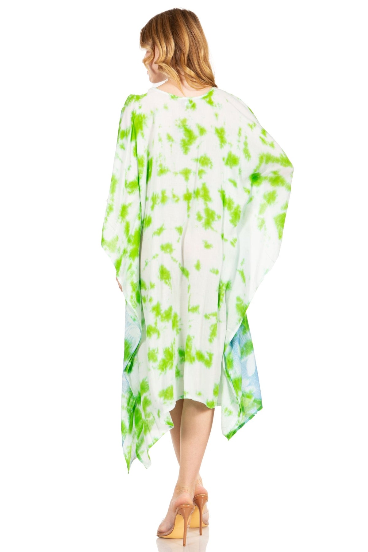 Sakkas Clementine Second Women's Tie Dye Caftan Dress/Cover Up Beach Kaftan Boho dresses La Vie Bien Sakkas Clementine Second Women's Tie Dye Caftan Dress/Cover Up Beach Kaftan Boho