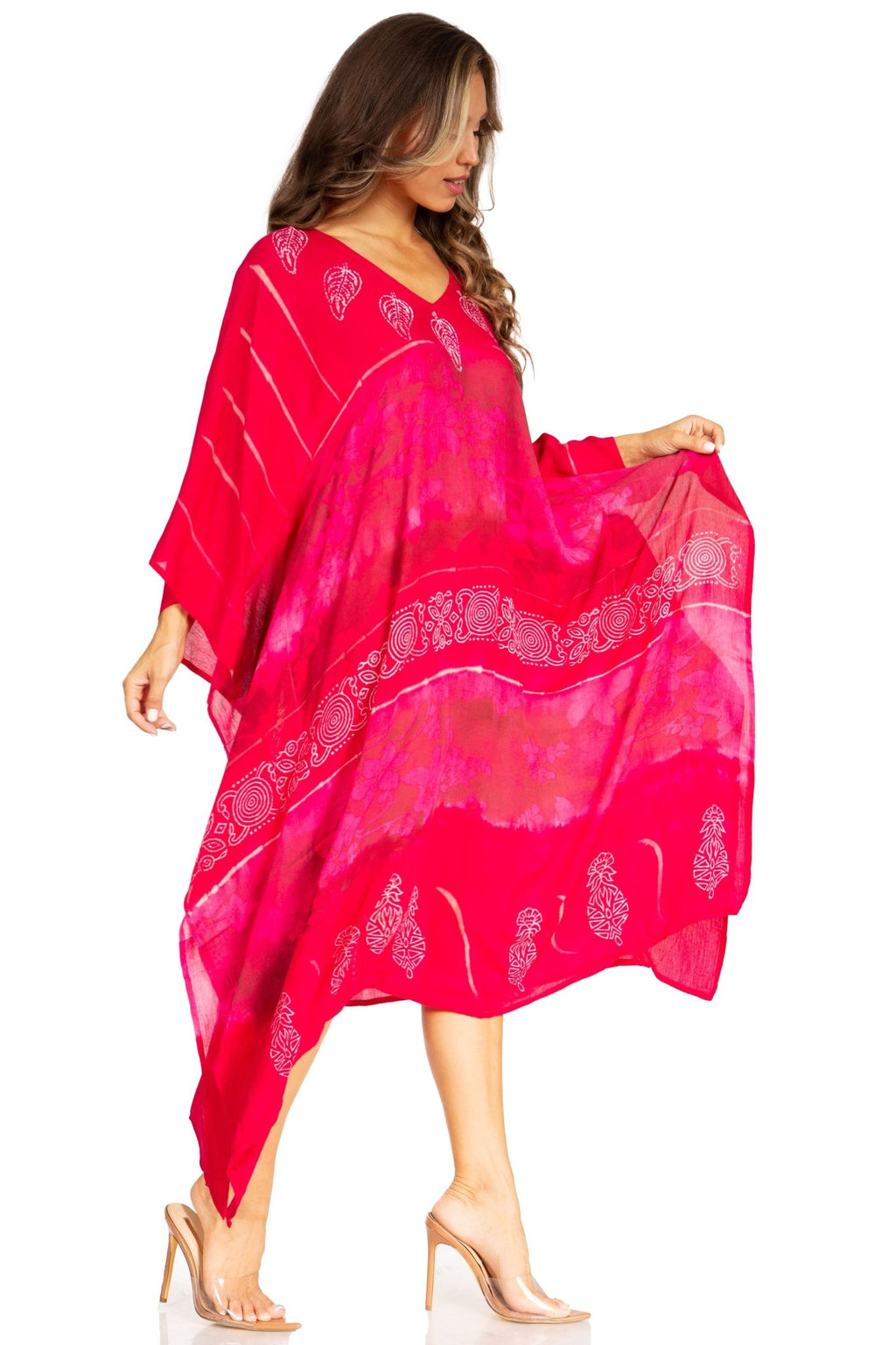 Sakkas Clementine Second Women's Tie Dye Caftan Dress/Cover Up Beach Kaftan Boho dresses La Vie Bien Sakkas Clementine Second Women's Tie Dye Caftan Dress/Cover Up Beach Kaftan Boho