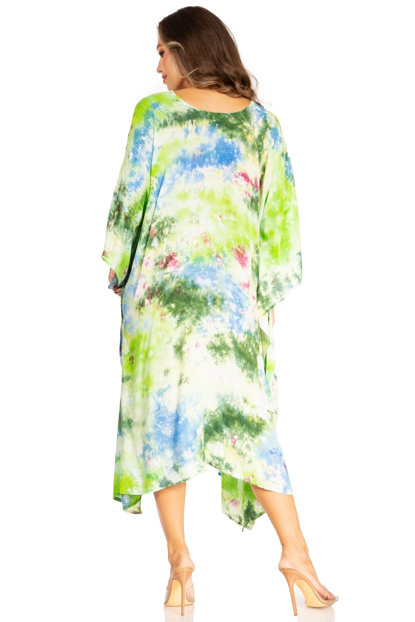 Sakkas Clementine Second Women's Tie Dye Caftan Dress/Cover Up Beach Kaftan Boho dresses La Vie Bien Sakkas Clementine Second Women's Tie Dye Caftan Dress/Cover Up Beach Kaftan Boho