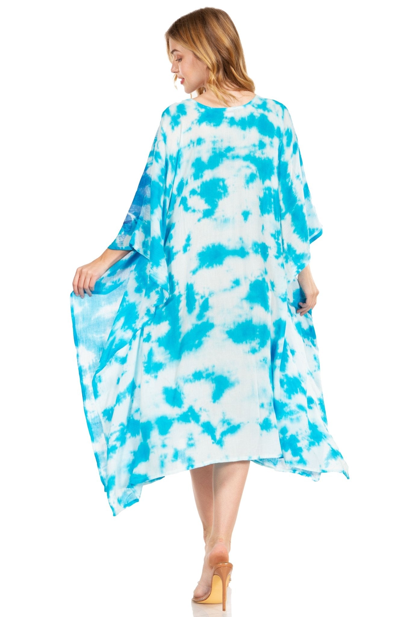 Sakkas Clementine Second Women's Tie Dye Caftan Dress/Cover Up Beach Kaftan Boho dresses La Vie Bien Sakkas Clementine Second Women's Tie Dye Caftan Dress/Cover Up Beach Kaftan Boho