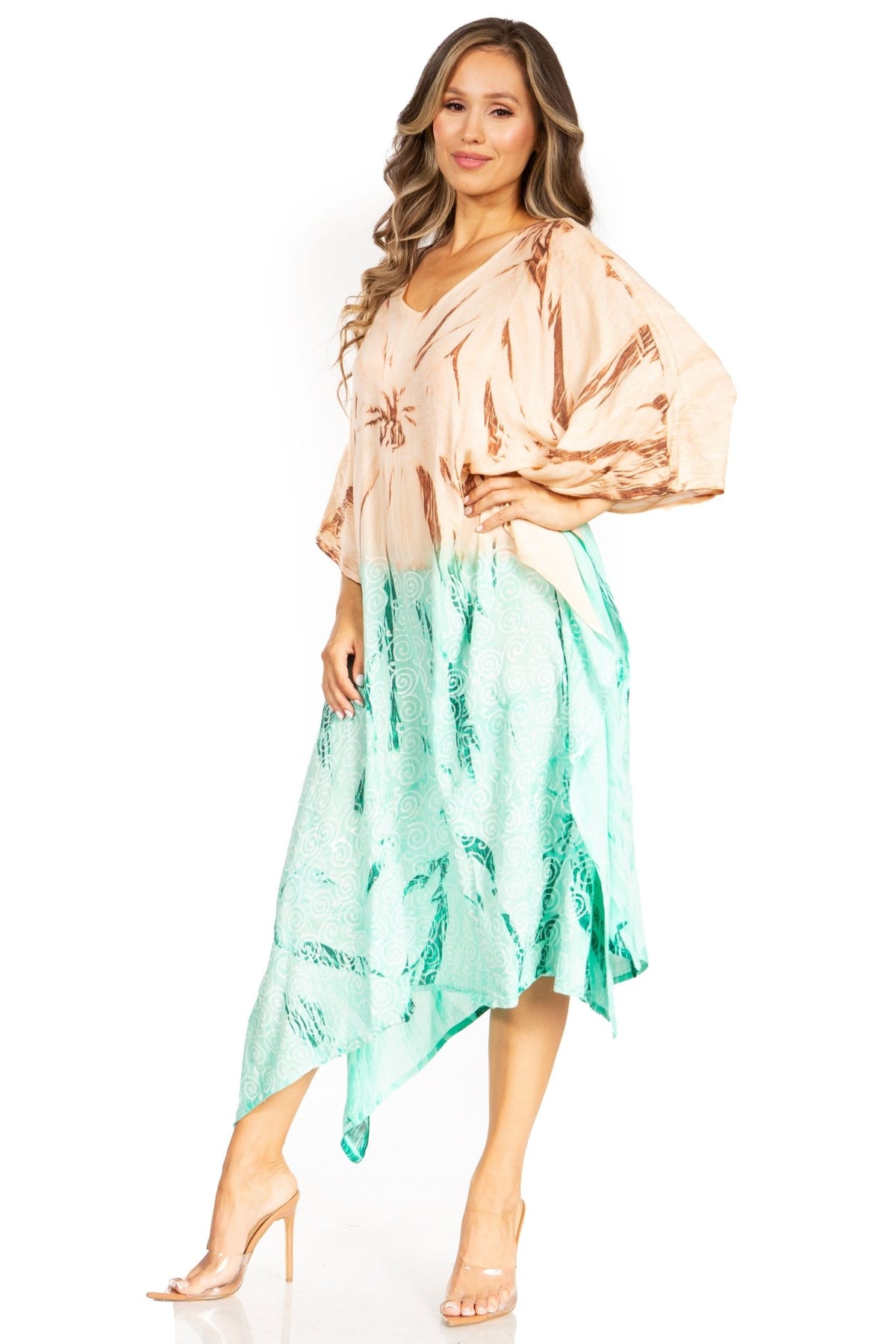 Sakkas Clementine Third Women's Tie Dye Caftan Dress/Cover Up Beach Kaftan Summer dresses La Vie Bien Sakkas Clementine Third Women's Tie Dye Caftan Dress/Cover Up Beach Kaftan Summer
