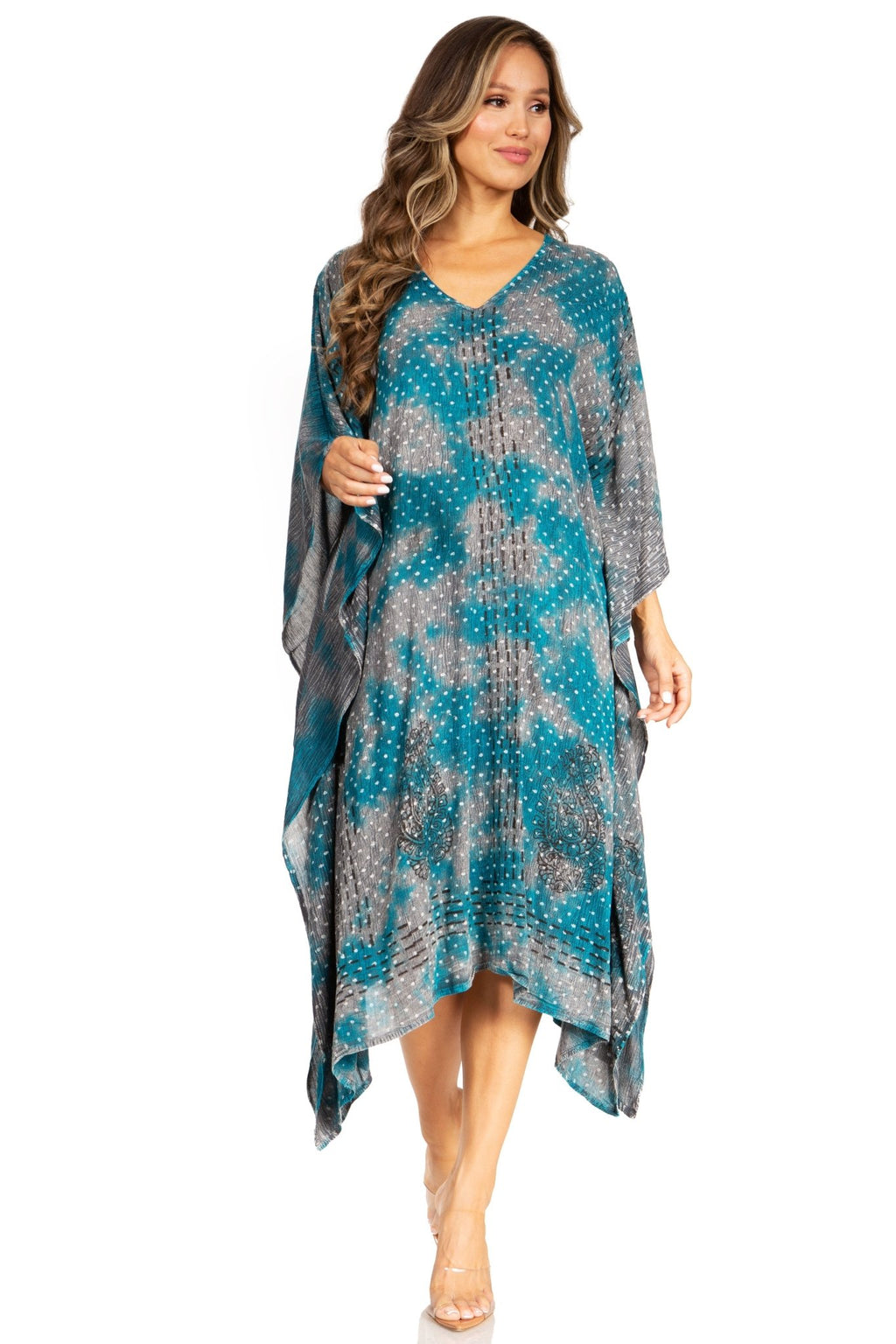 Sakkas Clementine Third Women's Tie Dye Caftan Dress/Cover Up Beach Kaftan Summer dresses La Vie Bien Sakkas Clementine Third Women's Tie Dye Caftan Dress/Cover Up Beach Kaftan Summer