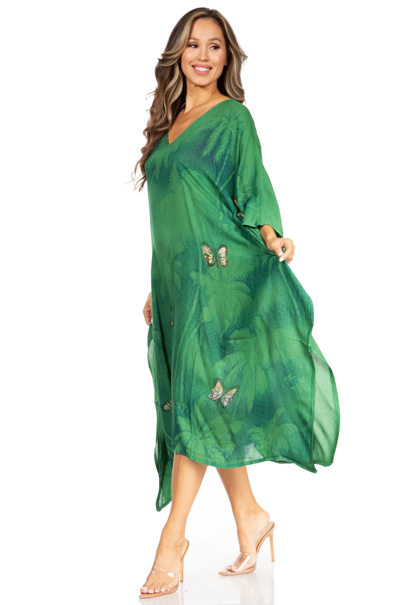 Sakkas Clementine Third Women's Tie Dye Caftan Dress/Cover Up Beach Kaftan Summer dresses La Vie Bien Sakkas Clementine Third Women's Tie Dye Caftan Dress/Cover Up Beach Kaftan Summer
