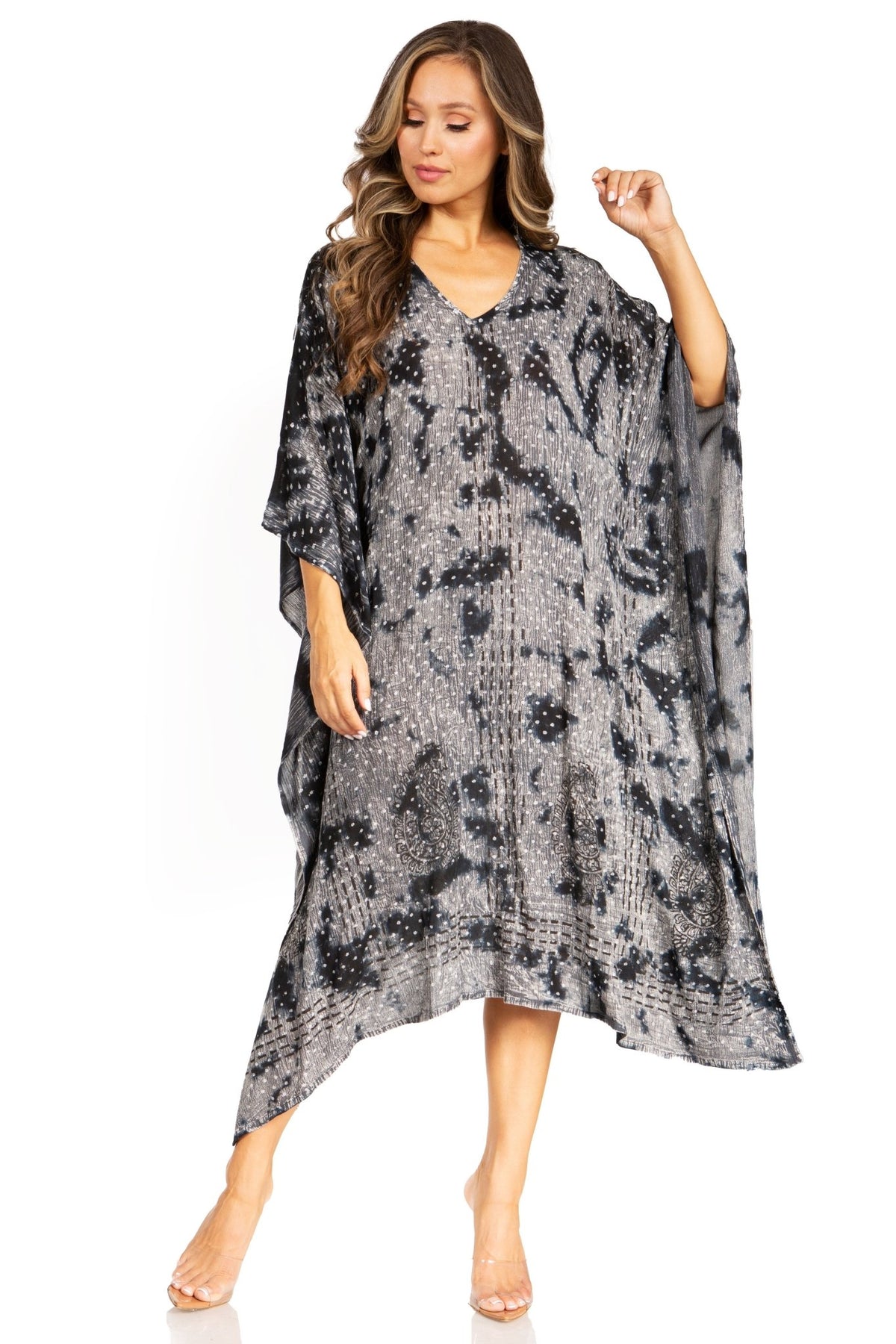 Sakkas Clementine Third Women's Tie Dye Caftan Dress/Cover Up Beach Kaftan Summer dresses La Vie Bien Sakkas Clementine Third Women's Tie Dye Caftan Dress/Cover Up Beach Kaftan Summer