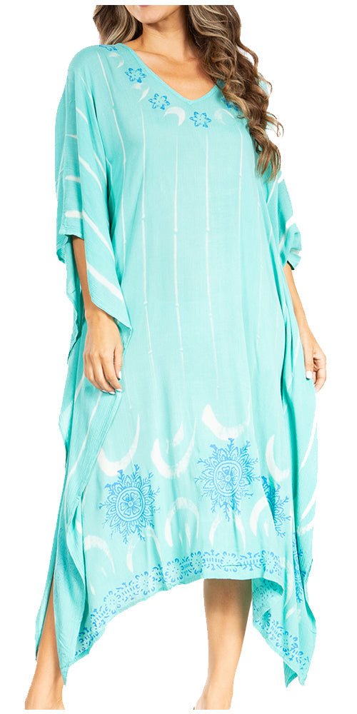 Sakkas Clementine Third Women's Tie Dye Caftan Dress/Cover Up Beach Kaftan Summer dresses La Vie Bien Sakkas Clementine Third Women's Tie Dye Caftan Dress/Cover Up Beach Kaftan Summer