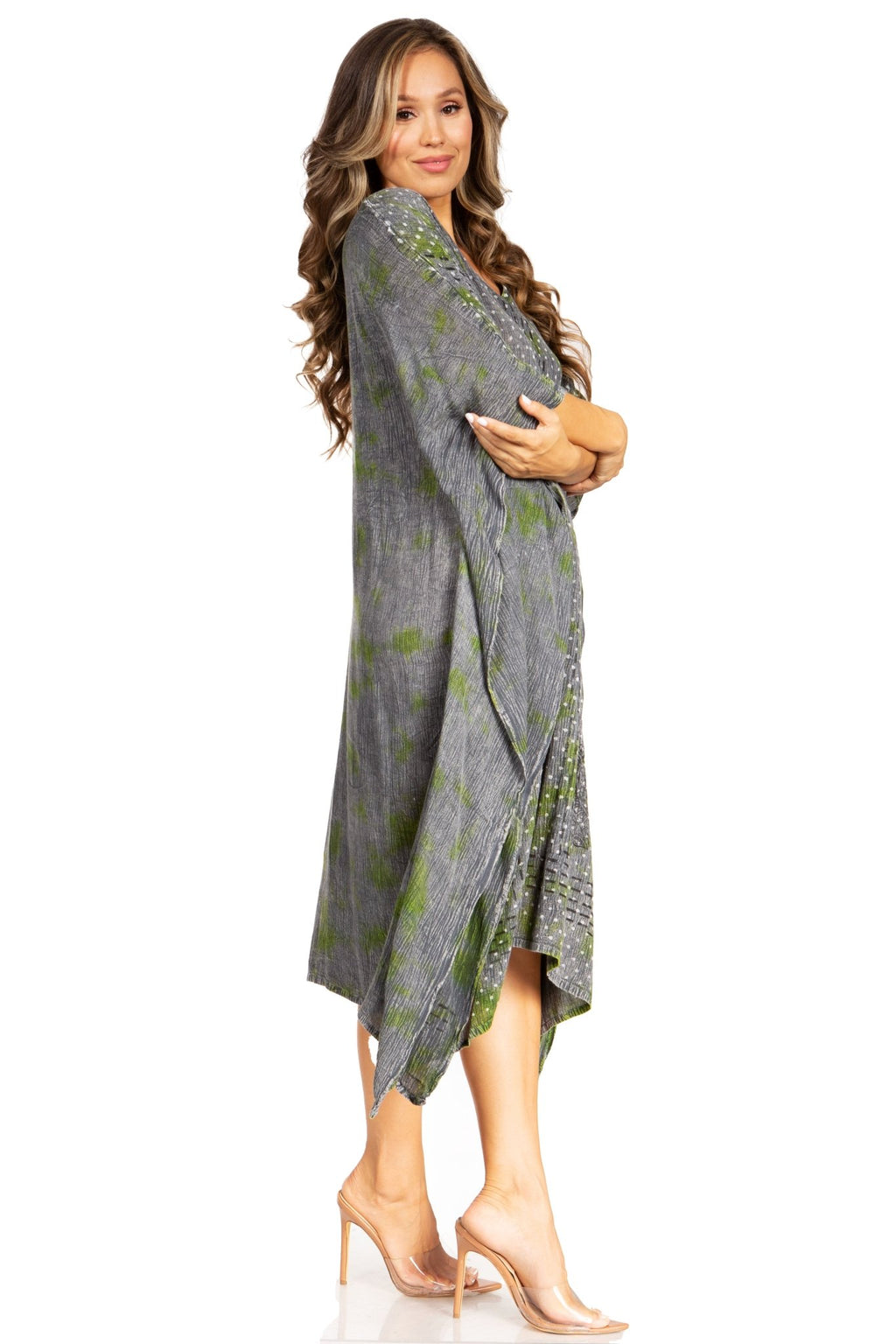 Sakkas Clementine Third Women's Tie Dye Caftan Dress/Cover Up Beach Kaftan Summer dresses La Vie Bien Sakkas Clementine Third Women's Tie Dye Caftan Dress/Cover Up Beach Kaftan Summer