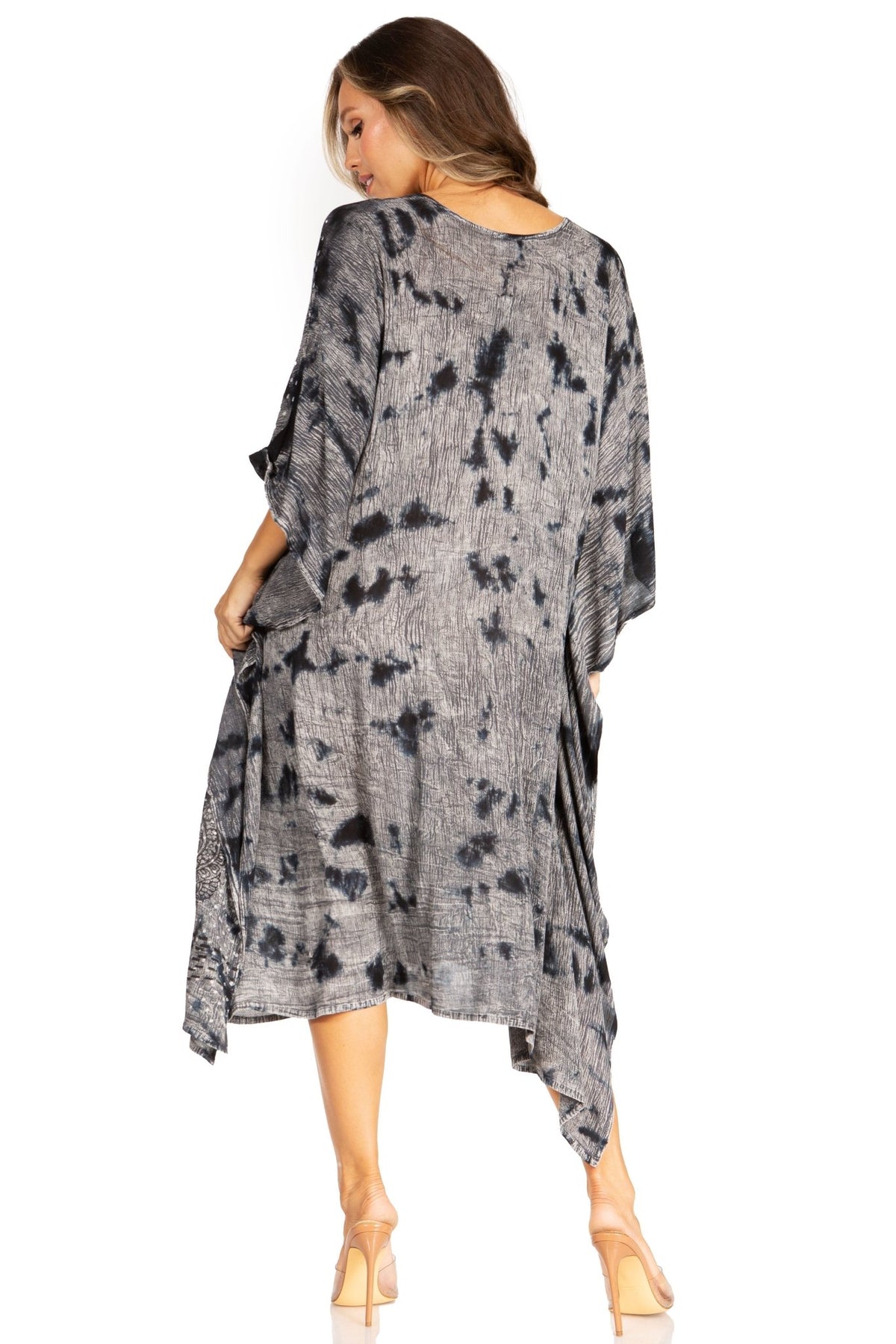 Sakkas Clementine Third Women's Tie Dye Caftan Dress/Cover Up Beach Kaftan Summer dresses La Vie Bien Sakkas Clementine Third Women's Tie Dye Caftan Dress/Cover Up Beach Kaftan Summer