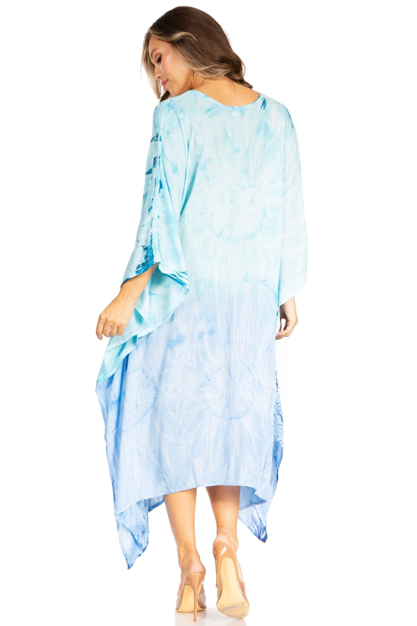 Sakkas Clementine Third Women's Tie Dye Caftan Dress/Cover Up Beach Kaftan Summer dresses La Vie Bien Sakkas Clementine Third Women's Tie Dye Caftan Dress/Cover Up Beach Kaftan Summer