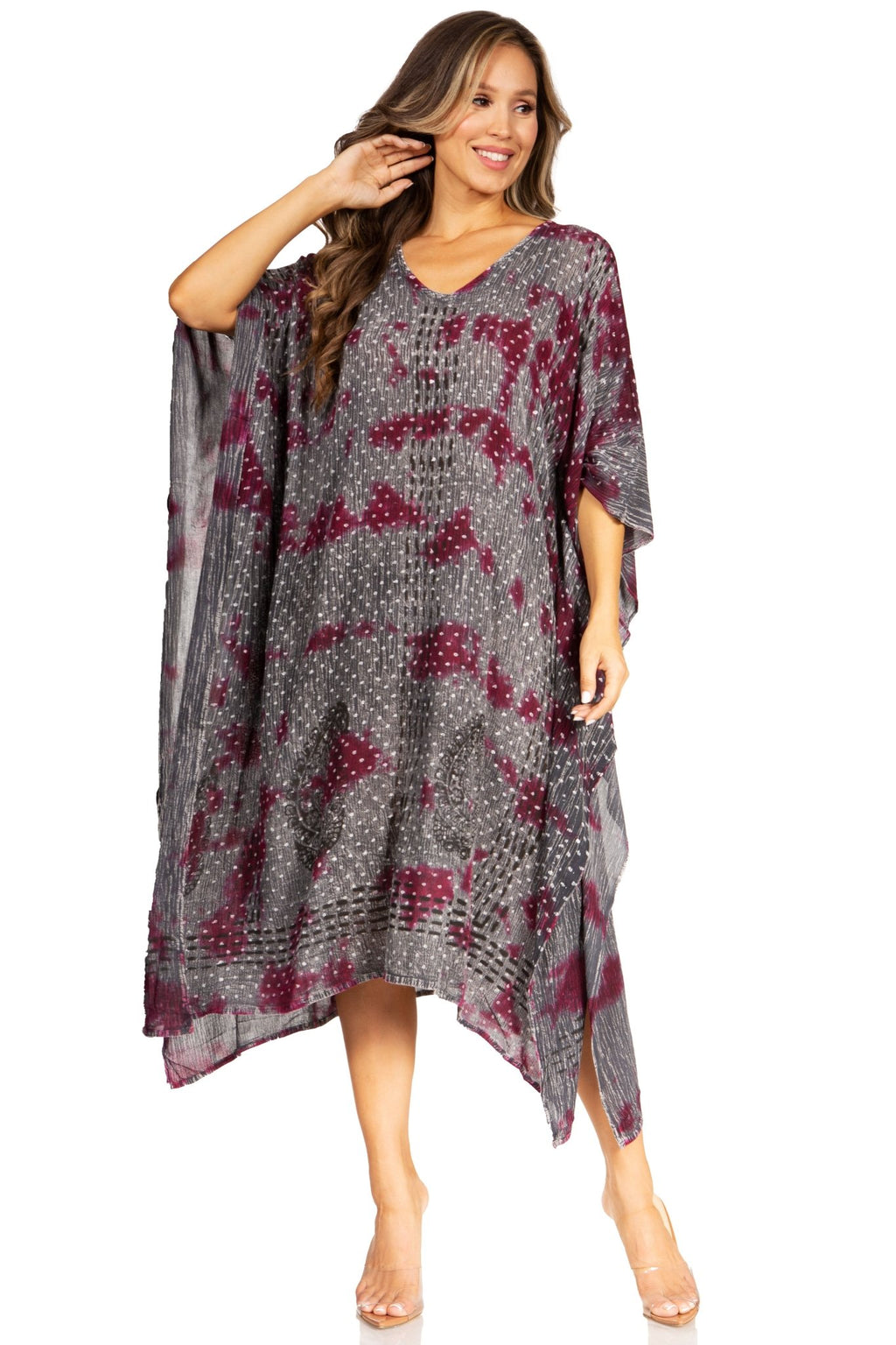 Sakkas Clementine Third Women's Tie Dye Caftan Dress/Cover Up Beach Kaftan Summer dresses La Vie Bien Sakkas Clementine Third Women's Tie Dye Caftan Dress/Cover Up Beach Kaftan Summer
