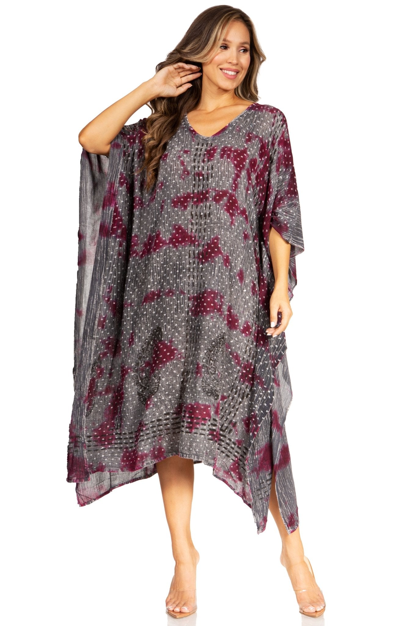 Sakkas Clementine Third Women's Tie Dye Caftan Dress/Cover Up Beach Kaftan Summer dresses La Vie Bien Sakkas Clementine Third Women's Tie Dye Caftan Dress/Cover Up Beach Kaftan Summer