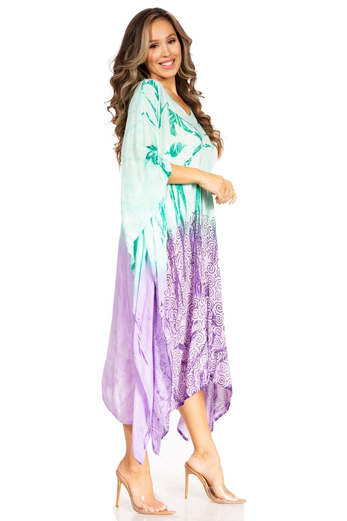Sakkas Clementine Third Women's Tie Dye Caftan Dress/Cover Up Beach Kaftan Summer dresses La Vie Bien Sakkas Clementine Third Women's Tie Dye Caftan Dress/Cover Up Beach Kaftan Summer