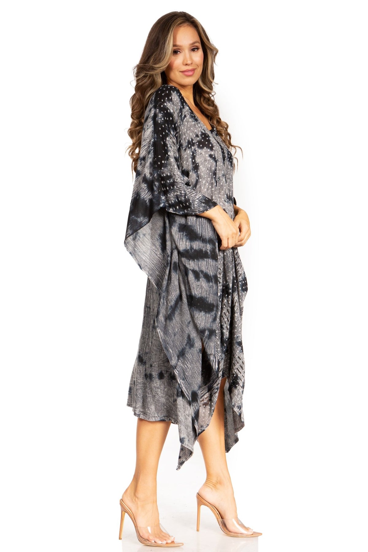 Sakkas Clementine Third Women's Tie Dye Caftan Dress/Cover Up Beach Kaftan Summer dresses La Vie Bien Sakkas Clementine Third Women's Tie Dye Caftan Dress/Cover Up Beach Kaftan Summer